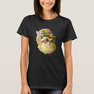 T-shirt Coloré Paint Splash Chat mécanique Steampunk
