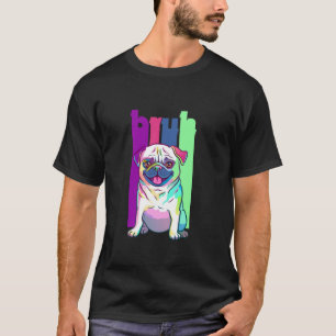 T-shirt Coloré Pop Art Style Carlin Chien Graphic Drôle Ca