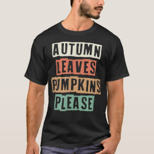 T-shirt Coloré Retro Funny Feuilles d'automne Citrouilles