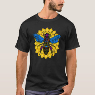 T-shirt Coloré Royal Bumble Bee Polinating Flower Dist