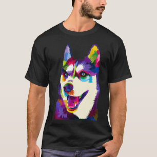 T-shirt Coloré Sibérien husky géométrique brillant Dog