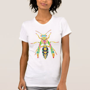 T-shirt coloré-stinger-bee-mandala-arts-isolé-noir-w