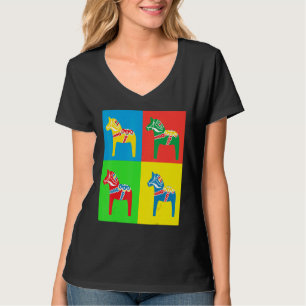 T-shirt Coloré suédois Dala Horses Dalecarlian Horse Squ