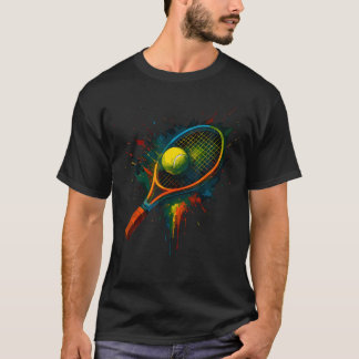T-shirt Coloré Tie-Dye Balle de Tennis Éclaboussure de Cou