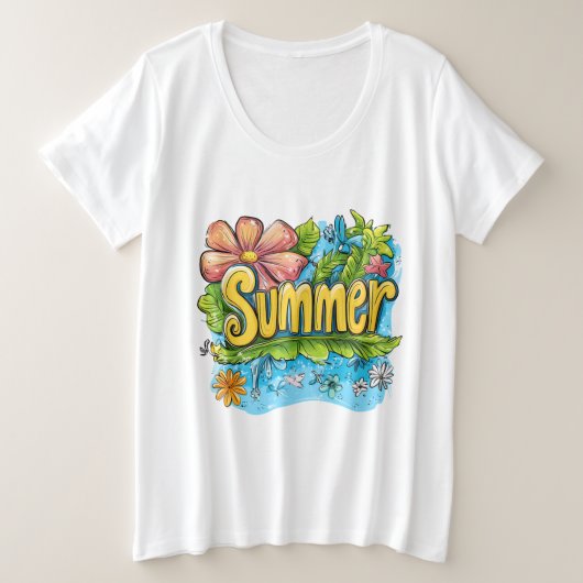 T-shirt coloré Tropical "Summer" (Design devant)