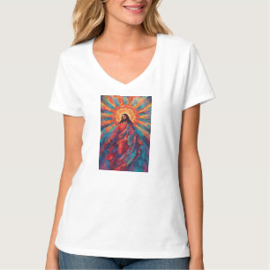 T-shirt colore V-Neck pour femmes chrétiennes Jésu