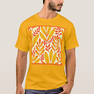 T-shirt Coloré Vibrant Foliage Mosaïque Feuille Motif