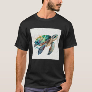 T-shirt Colorf de peinture de tortue de mer mignonne