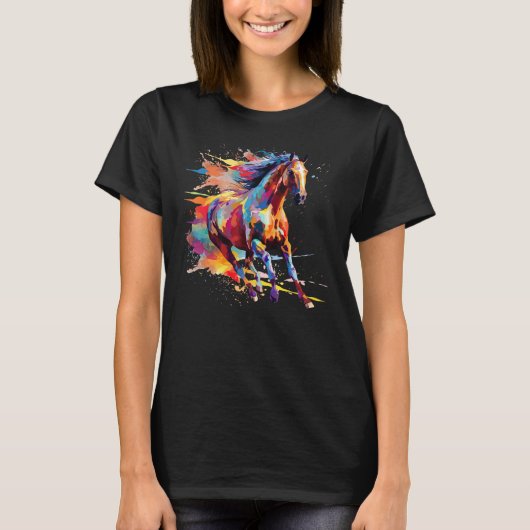 T-shirt Colorful Andalusian Horse Splash Art (Devant)