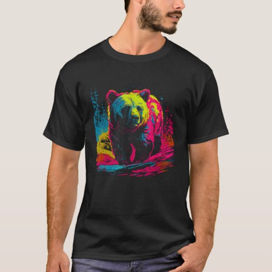 T-shirt Colorful Bear Face Spirit Animal (Devant)
