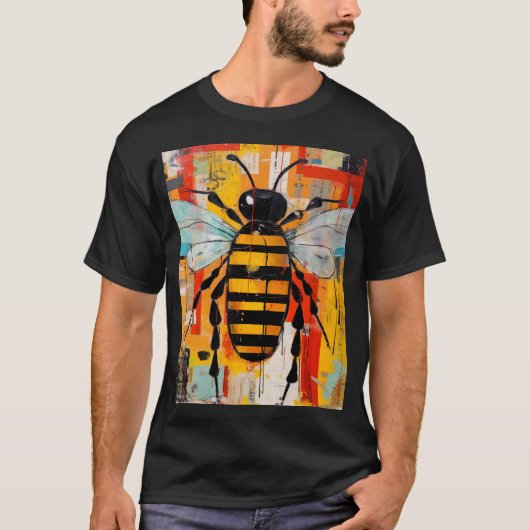 T-shirt Colorful Bee Art Print Honeybee Wall (Devant)