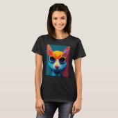 T-shirt Colorful Cat With Glasses (Devant entier)