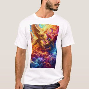 T-shirt Colorful Celestial Conflict Peinture Abstraite