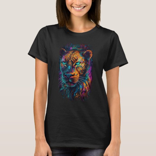 T-shirt Colorful Cheetah Psychedelic Trippy Hippie Men Wom (Devant)