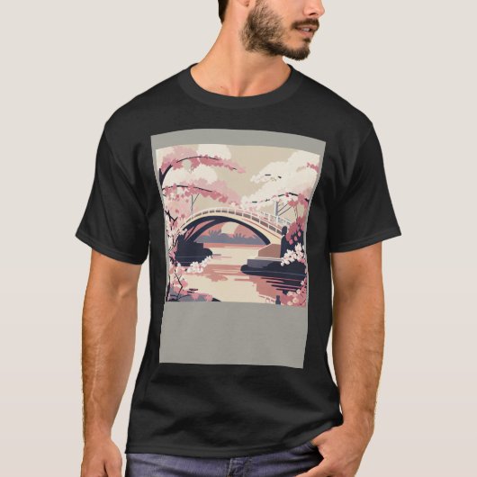 T-shirt Colorful Cherry Blossom Bridge Vibrant (Devant)