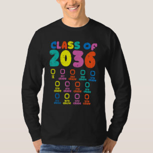 T-shirt Colorful Class Of 2036 Checklist Kindergarten Grow