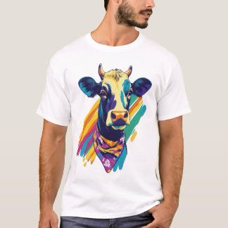 T-shirt Colorful Cow Png, Rainbow Cow Design Png