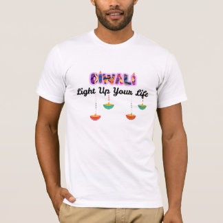 T-shirt 🎆 Colorful Diwali Typography with Hanging Diyas