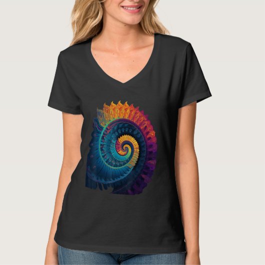 T-shirt Colorful Fibonacci Spiral Psychedelic Colors Abstr (Devant)