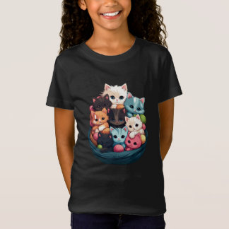 T-Shirt Colorful Fluffy Kittens – Cute Cat Aesthetic Girls