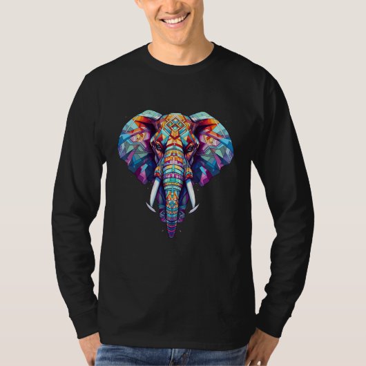 T-shirt Colorful geometric Elephant (Devant)