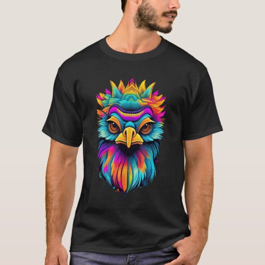 T-shirt Colorful Geometric Emu Bird   Pop Animal (Devant)