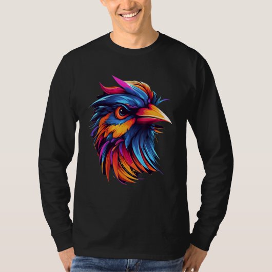 T-shirt Colorful Geometric Rainbow Sparrow Bird Pop Animal (Devant)