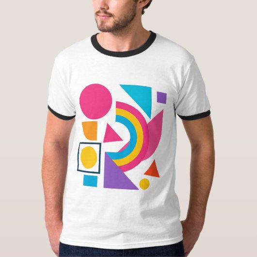 T-shirt Colorful Geometric Shapes – Abstract Modern Design (Devant)