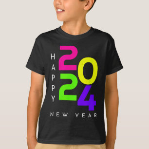 T-shirt Colorful Happy New Year 2024 Famille Correspondant