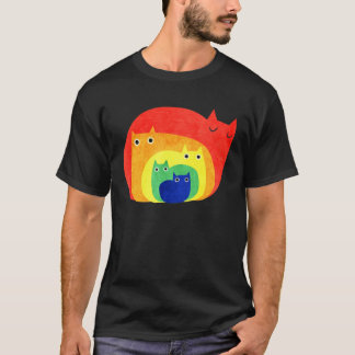 T-shirt Colorful LGBT Cat Gay Pride Rainbow Flag Kitten Qu
