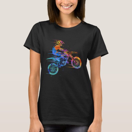 T-shirt Colorful Motocross Enduro Graphic Motorcycle Biker (Devant)