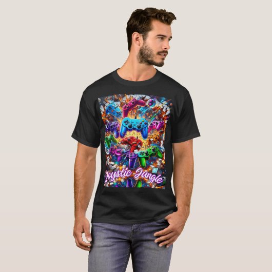 T-shirt Colorful Neon Joysticks Pattern (Devant entier)