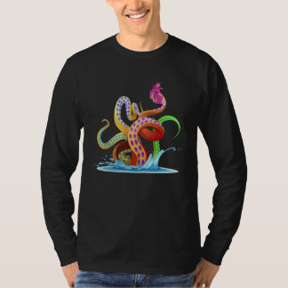 T-shirt Colorful Octopus Tentacles With Glass Heart Cool A