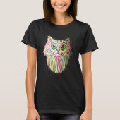 T-shirt Colorful Paint Splash Bearded Cat (Devant)