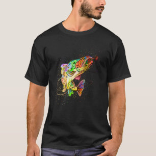 T-shirt Colorful Paint Splash Fishing Brown Trout Fish