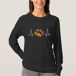 T-shirt Colorful Paw Heartbeat Amour Animaux