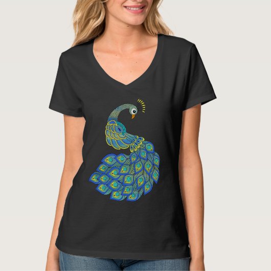 T-shirt Colorful Peacock (Devant)