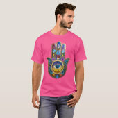 T-shirt Colorful Petals Leaves Hamsa Sapphire Third Eye (Devant entier)