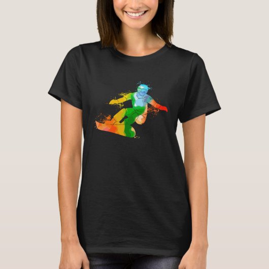 T-shirt Colorful Pop Portrait Snowboarding (Devant)