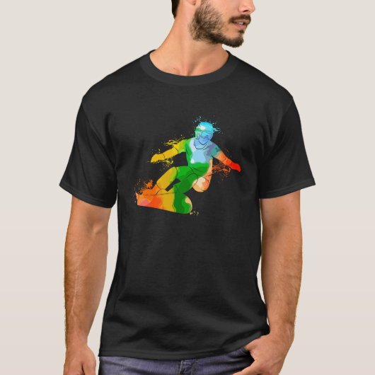 T-shirt Colorful Pop Portrait Snowboarding (Devant)
