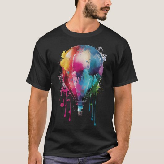 T-shirt Colorful Rainbow Hot Air Balloon (Devant)