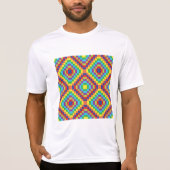 T-shirt Colorful Retro Optical Illusion Geometric Rainbow (Devant)