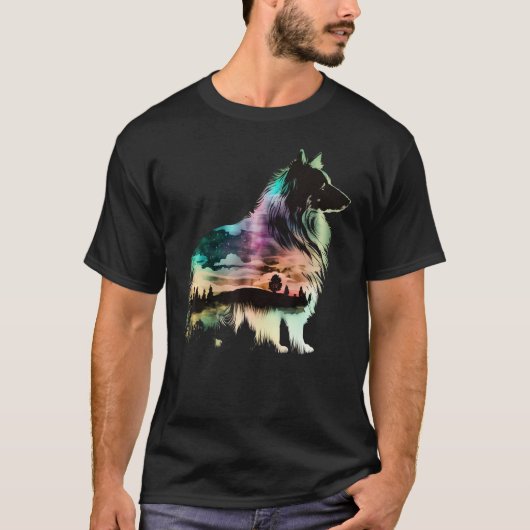 T-shirt Colorful Sheltie Nature Shetland Sheepdog Reflecti (Devant)