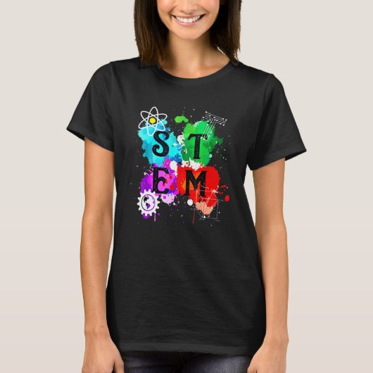 T-shirt Colorful Stem Squad Students & Teachers Crew (Devant)