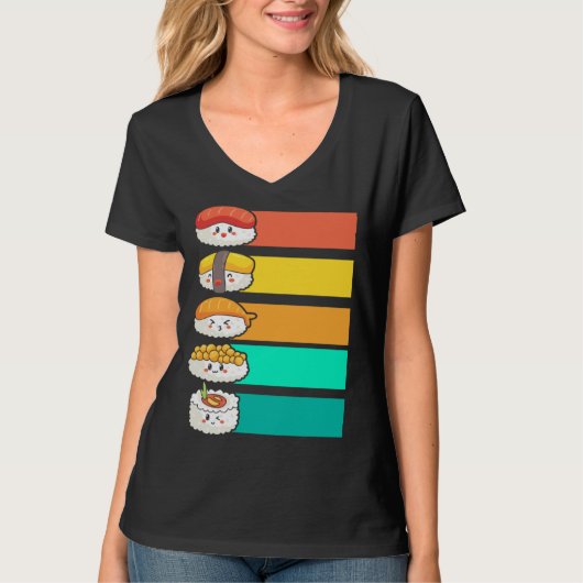 T-shirt Colorful Sushi Japanese Food Sashimi (Devant)