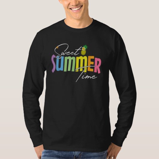 T-shirt Colorful Sweet Summer Time Graphic  Pineapple Vaca (Devant)
