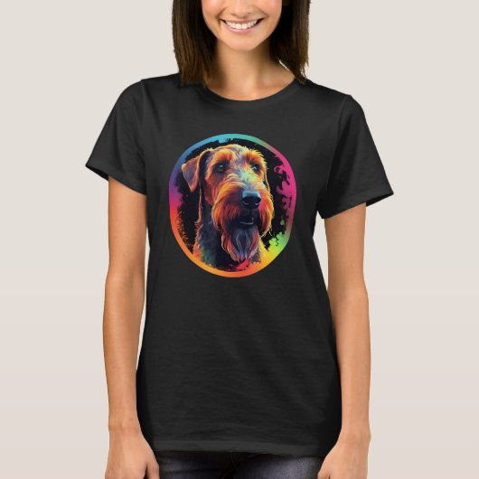T-shirt Colourful Airedale Terrier Dog Dad Mom Graffity (Devant)