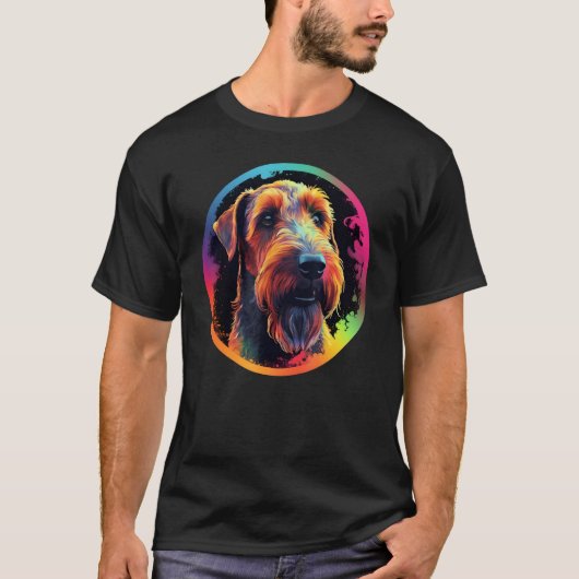 T-shirt Colourful Airedale Terrier Dog Dad Mom Graffity (Devant)