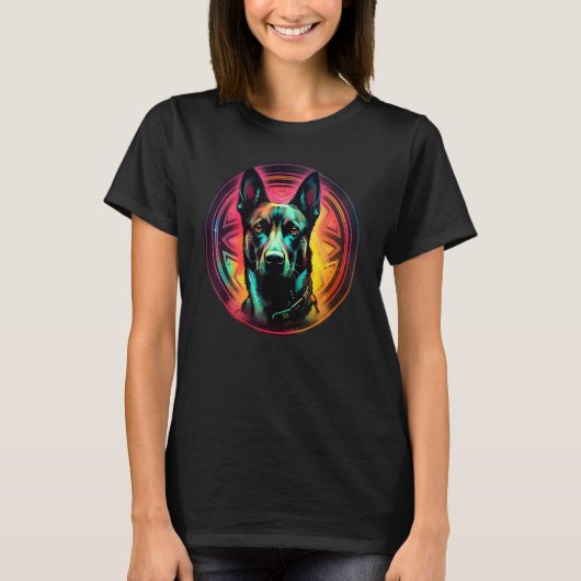 T-shirt Colourful Belgian Malinois Dog Dad Mom Graffity (Devant)