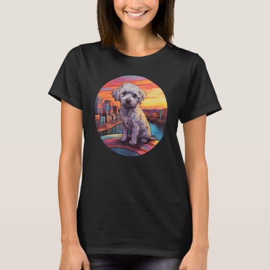 T-shirt Colourful Maltese Dog Dad Mom Graffity (Devant)
